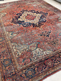 8'10 x 11'10 Antique Ferahan Sarouk rug #2206 / 9x12 Vintage Rug - Blue Parakeet Rugs