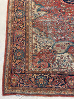 8'10 x 11'10 Antique Ferahan Sarouk rug #2206 / 9x12 Vintage Rug - Blue Parakeet Rugs