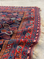4'5 X 5'2 Antique Nomadic paisley field wool Rug #1303 / 4x5 Vintage Rug - Blue Parakeet Rugs