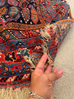 4'5 X 5'2 Antique Nomadic paisley field wool Rug #1303 / 4x5 Vintage Rug - Blue Parakeet Rugs
