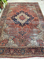 8'10 x 11'10 Antique Ferahan Sarouk rug #2206 / 9x12 Vintage Rug - Blue Parakeet Rugs