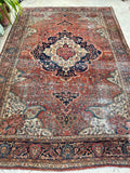 8'10 x 11'10 Antique Ferahan Sarouk rug #2206 / 9x12 Vintage Rug - Blue Parakeet Rugs