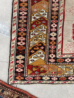 4'3 x 6' Antique Caucasian rug #2028 / 4x6 Vintage Rug - Blue Parakeet Rugs