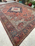 8'10 x 11'10 Antique Ferahan Sarouk rug #2206 / 9x12 Vintage Rug - Blue Parakeet Rugs