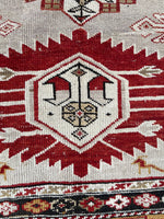 4'3 x 6' Antique Caucasian rug #2028 / 4x6 Vintage Rug - Blue Parakeet Rugs