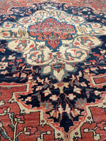 8'10 x 11'10 Antique Ferahan Sarouk rug #2206 / 9x12 Vintage Rug - Blue Parakeet Rugs