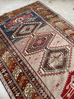 4'3 x 6' Antique Caucasian rug #2028 / 4x6 Vintage Rug - Blue Parakeet Rugs