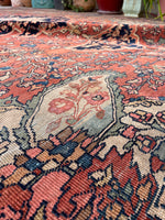 8'10 x 11'10 Antique Ferahan Sarouk rug #2206 / 9x12 Vintage Rug - Blue Parakeet Rugs