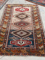 4'3 x 6' Antique Caucasian rug #2028 / 4x6 Vintage Rug - Blue Parakeet Rugs