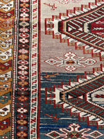 4'3 x 6' Antique Caucasian rug #2028 / 4x6 Vintage Rug - Blue Parakeet Rugs