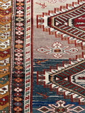 4'3 x 6' Antique Caucasian rug #2028 / 4x6 Vintage Rug - Blue Parakeet Rugs