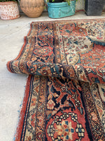 8'10 x 11'10 Antique Ferahan Sarouk rug #2206 / 9x12 Vintage Rug - Blue Parakeet Rugs