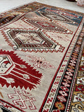 4'3 x 6' Antique Caucasian rug #2028 / 4x6 Vintage Rug - Blue Parakeet Rugs