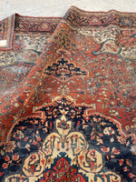 8'10 x 11'10 Antique Ferahan Sarouk rug #2206 / 9x12 Vintage Rug - Blue Parakeet Rugs