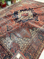 8'10 x 11'10 Antique Ferahan Sarouk rug #2206 / 9x12 Vintage Rug - Blue Parakeet Rugs