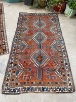 3'3 x 6' Vintage tribal rug #2027 / 3x6 Vintage Rug - Blue Parakeet Rugs