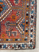 3'3 x 6' Vintage tribal rug #2027 / 3x6 Vintage Rug - Blue Parakeet Rugs