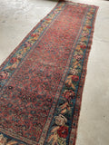 3’10 x 10’5 Antique Persian Bidjar with Rose Garden border #2725 - Blue Parakeet Rugs