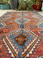 3'3 x 6' Vintage tribal rug #2027 / 3x6 Vintage Rug - Blue Parakeet Rugs