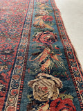 3’10 x 10’5 Antique Persian Bidjar with Rose Garden border #2725 - Blue Parakeet Rugs