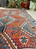 3'3 x 6' Vintage tribal rug #2027 / 3x6 Vintage Rug - Blue Parakeet Rugs