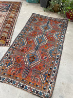 3'3 x 6' Vintage tribal rug #2027 / 3x6 Vintage Rug - Blue Parakeet Rugs