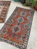 3'3 x 6' Vintage tribal rug #2027 / 3x6 Vintage Rug - Blue Parakeet Rugs