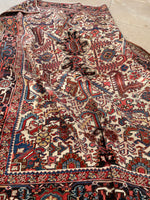 8'1 X 10'4 Antique 1920s Ivory ground Rug #1858 / 8x10 Vintage Rug - Blue Parakeet Rugs