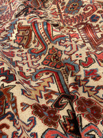 8'1 X 10'4 Antique 1920s Ivory ground Rug #1858 / 8x10 Vintage Rug - Blue Parakeet Rugs
