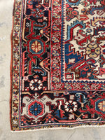 8'1 X 10'4 Antique 1920s Ivory ground Rug #1858 / 8x10 Vintage Rug - Blue Parakeet Rugs