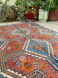 3'3 x 6' Vintage tribal rug #2027 / 3x6 Vintage Rug - Blue Parakeet Rugs