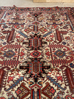 8'1 X 10'4 Antique 1920s Ivory ground Rug #1858 / 8x10 Vintage Rug - Blue Parakeet Rugs