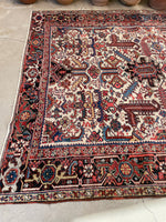 8'1 X 10'4 Antique 1920s Ivory ground Rug #1858 / 8x10 Vintage Rug - Blue Parakeet Rugs