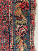 3’10 x 10’5 Antique Persian Bidjar with Rose Garden border #2725 - Blue Parakeet Rugs