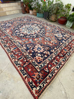 7x10 Vintage floral Bakhtiari rug #2207 / 7x10 Vintage Rug - Blue Parakeet Rugs