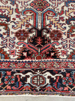 8'1 X 10'4 Antique 1920s Ivory ground Rug #1858 / 8x10 Vintage Rug - Blue Parakeet Rugs