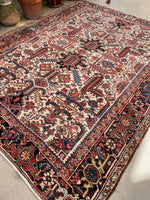 8'1 X 10'4 Antique 1920s Ivory ground Rug #1858 / 8x10 Vintage Rug - Blue Parakeet Rugs