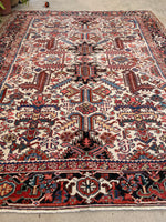 8'1 X 10'4 Antique 1920s Ivory ground Rug #1858 / 8x10 Vintage Rug - Blue Parakeet Rugs