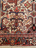 8'1 X 10'4 Antique 1920s Ivory ground Rug #1858 / 8x10 Vintage Rug - Blue Parakeet Rugs