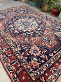 7x10 Vintage floral Bakhtiari rug #2207 / 7x10 Vintage Rug - Blue Parakeet Rugs