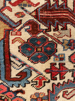 8'1 X 10'4 Antique 1920s Ivory ground Rug #1858 / 8x10 Vintage Rug - Blue Parakeet Rugs