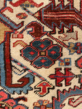 8'1 X 10'4 Antique 1920s Ivory ground Rug #1858 / 8x10 Vintage Rug - Blue Parakeet Rugs