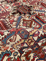 8'1 X 10'4 Antique 1920s Ivory ground Rug #1858 / 8x10 Vintage Rug - Blue Parakeet Rugs