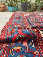 4'5 x 6'7 Antique jewel toned Malayer rug #2031 / 4x7 Vintage Rug - Blue Parakeet Rugs