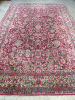 8'9 x 11'9 Rose Pink Persian Kerman rug #2208 / 9x12 Vintage Rug - Blue Parakeet Rugs