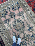 4'5 x 6'5 Antique Persian Malayer Rug #2519 / 4x7 vintage rug - Blue Parakeet Rugs