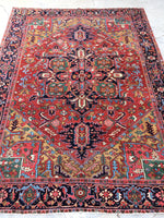 7'9 x 10'6 Antique Heriz Rug - Blue Parakeet Rugs