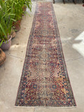 2'11 X 17'9 Antique Skinny 1880s Kerman Runner #1859 / 3x18 Vintage Skinny Runner - Blue Parakeet Rugs