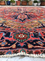 7'9 x 10'6 Antique Heriz Rug - Blue Parakeet Rugs