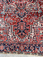 7'8 x 11'1 Antique Heriz rug #2209 / 8x11 Vintage Rug - Blue Parakeet Rugs